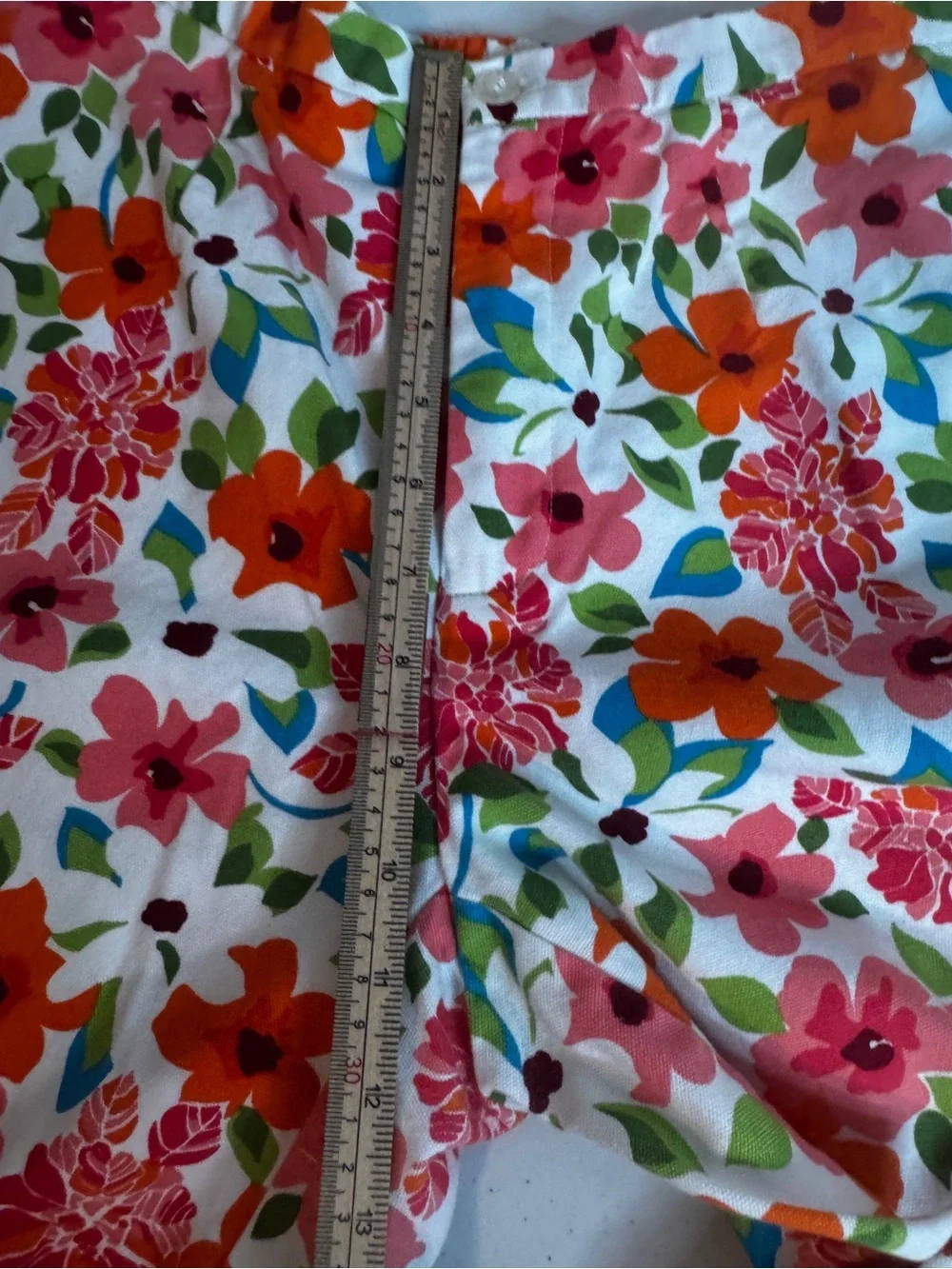 RUSS Pants Women's Size 6 White Floral Print Cropped Capri Y2K vintage